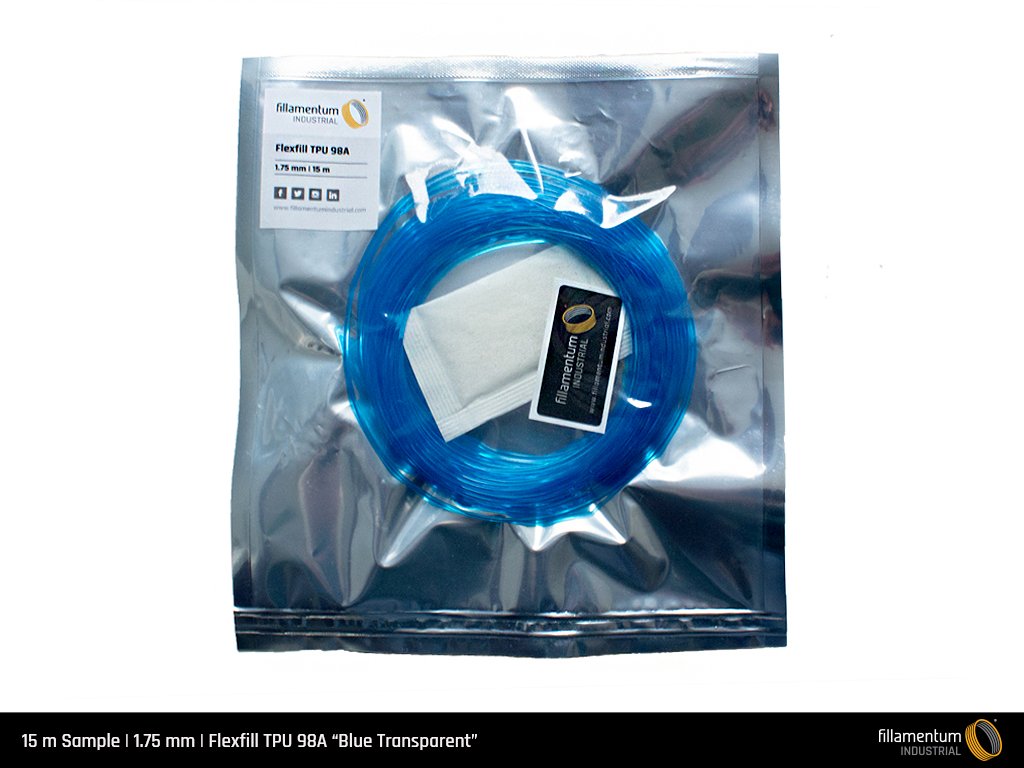 TPU 98A 1.75mm 15m Sample Blue Transparent