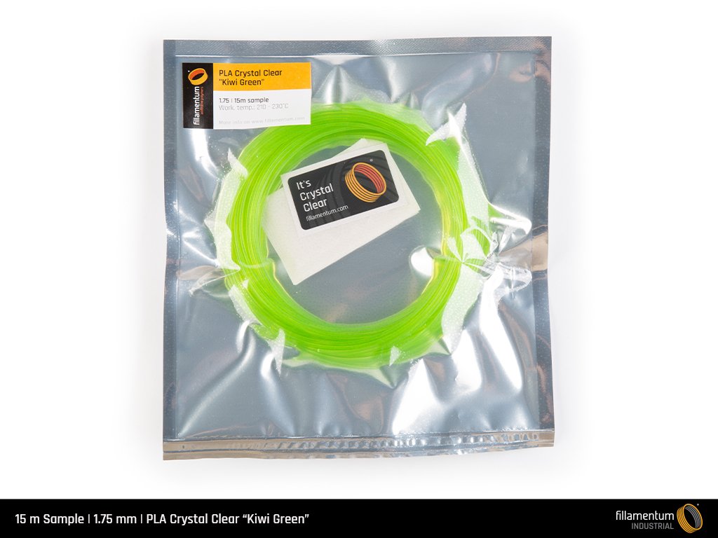 PLA 1.75mm 15m Sample Crystal Clear Kiwi Green