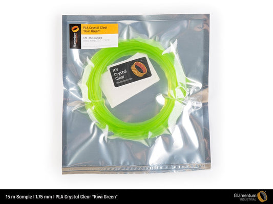 PLA 1.75mm 15m Sample Crystal Clear Kiwi Green