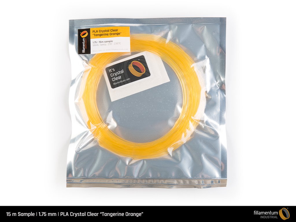 PLA 1.75mm 15m Sample Crystal Clear Tangerine Orange