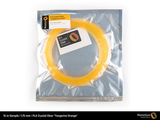 PLA 1.75mm 15m Sample Crystal Clear Tangerine Orange